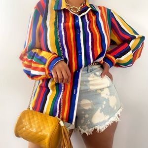 Vintage colorful striped blouse size medium